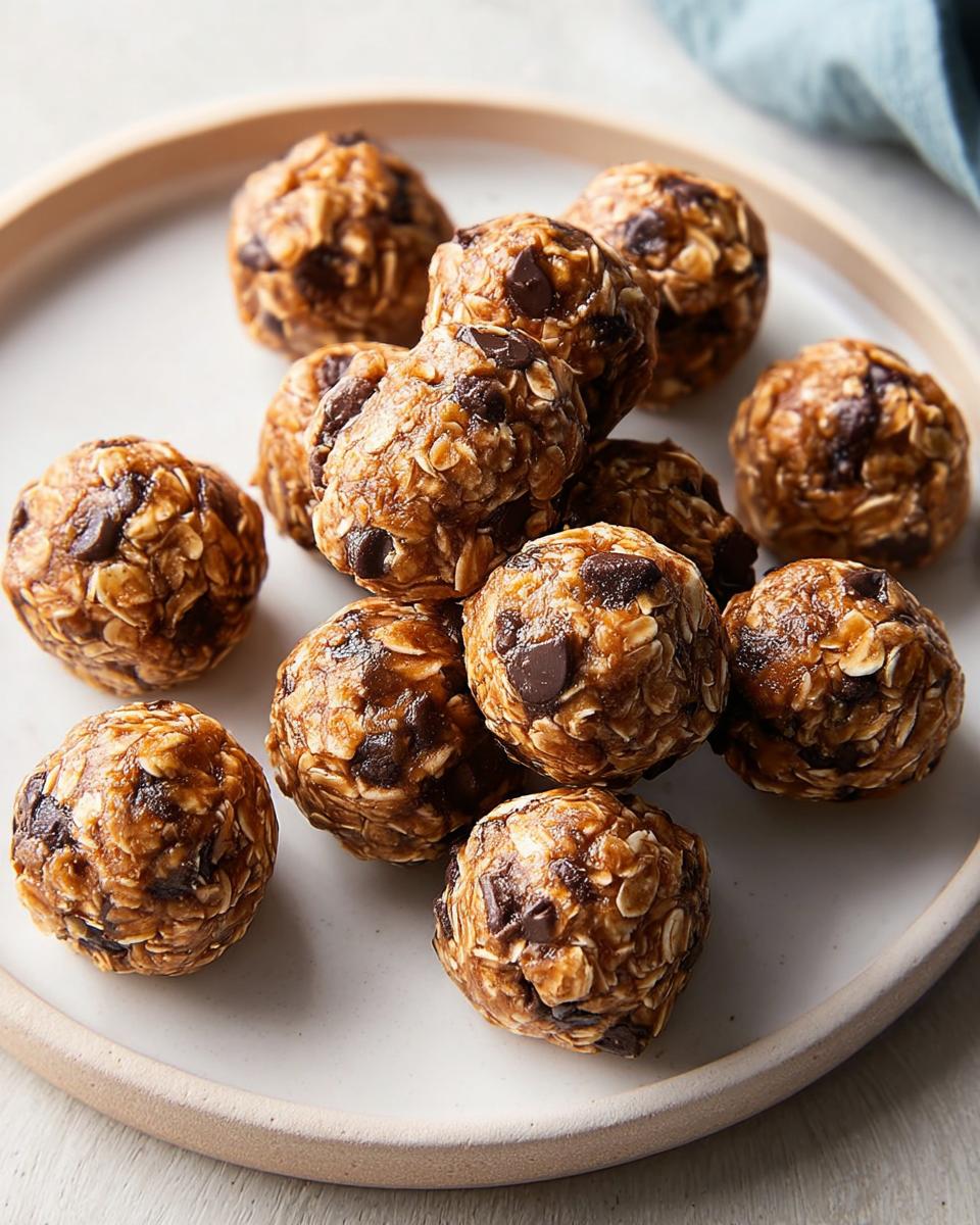 A pile of chocolate chip energy balls, perfect for quick breakfast ideas recipes.