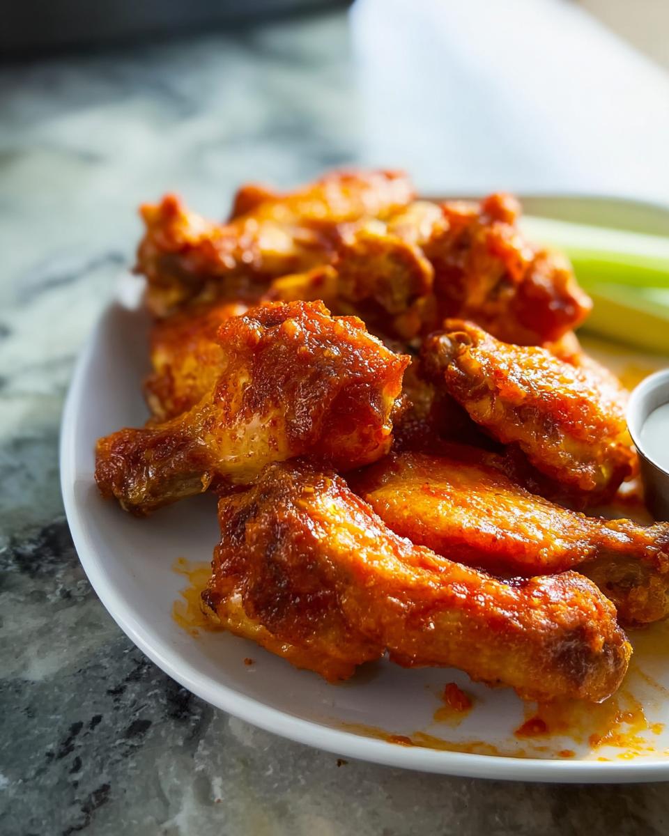 A plate of delicious, saucy chicken wings, perfect for quick and easy weeknight meals.