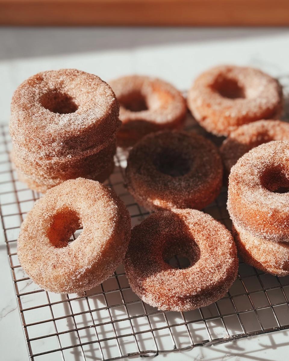 A stack of freshly made cinnamon sugar donuts, a perfect addition to breakfast ideas recipes.