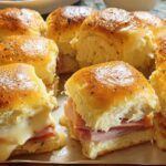 Close-up of delicious ham and cheese sliders with melted cheese, perfect for busy weeknights.