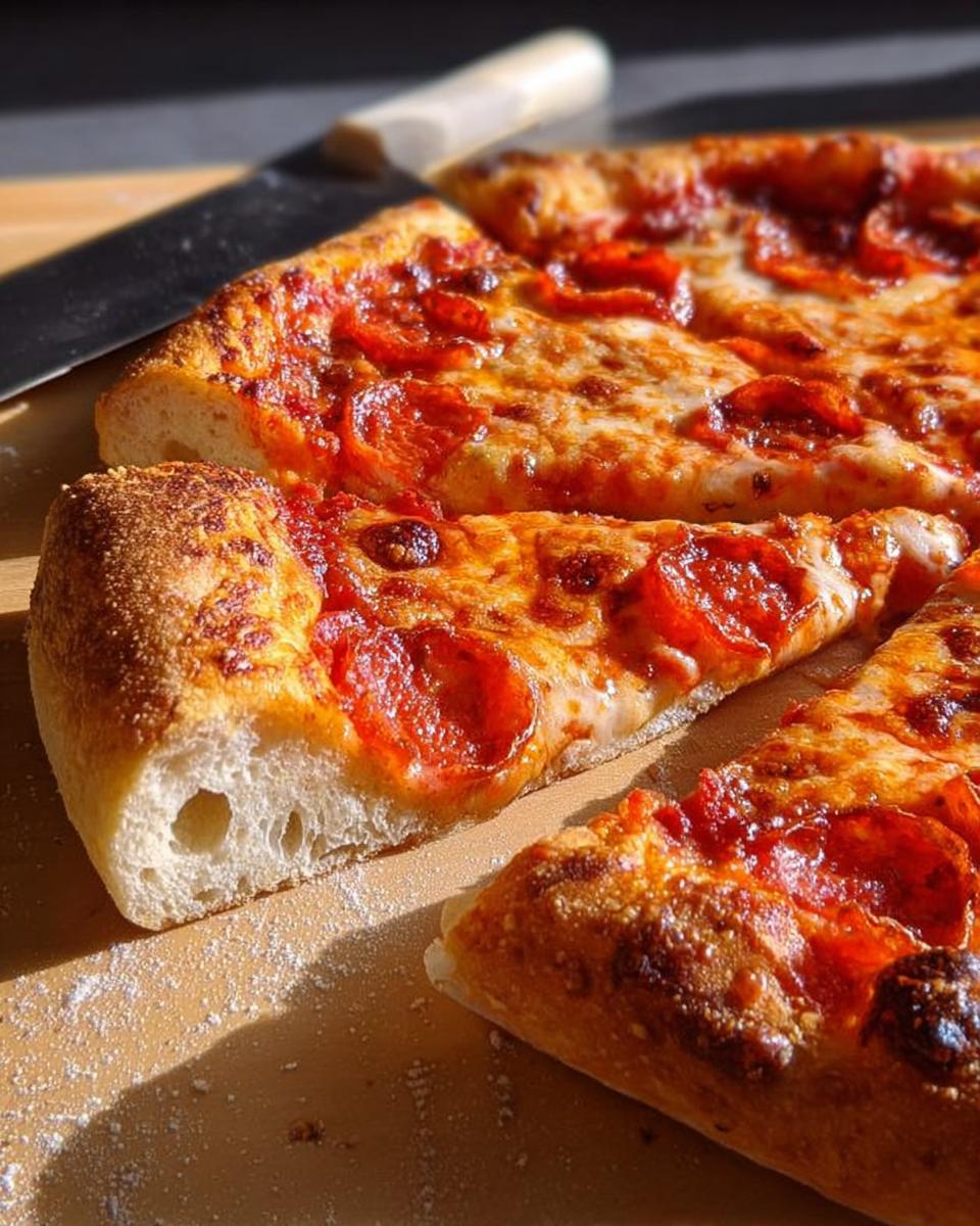 Close-up of delicious pepperoni pizza slices with melted cheese, perfect for pizza night.