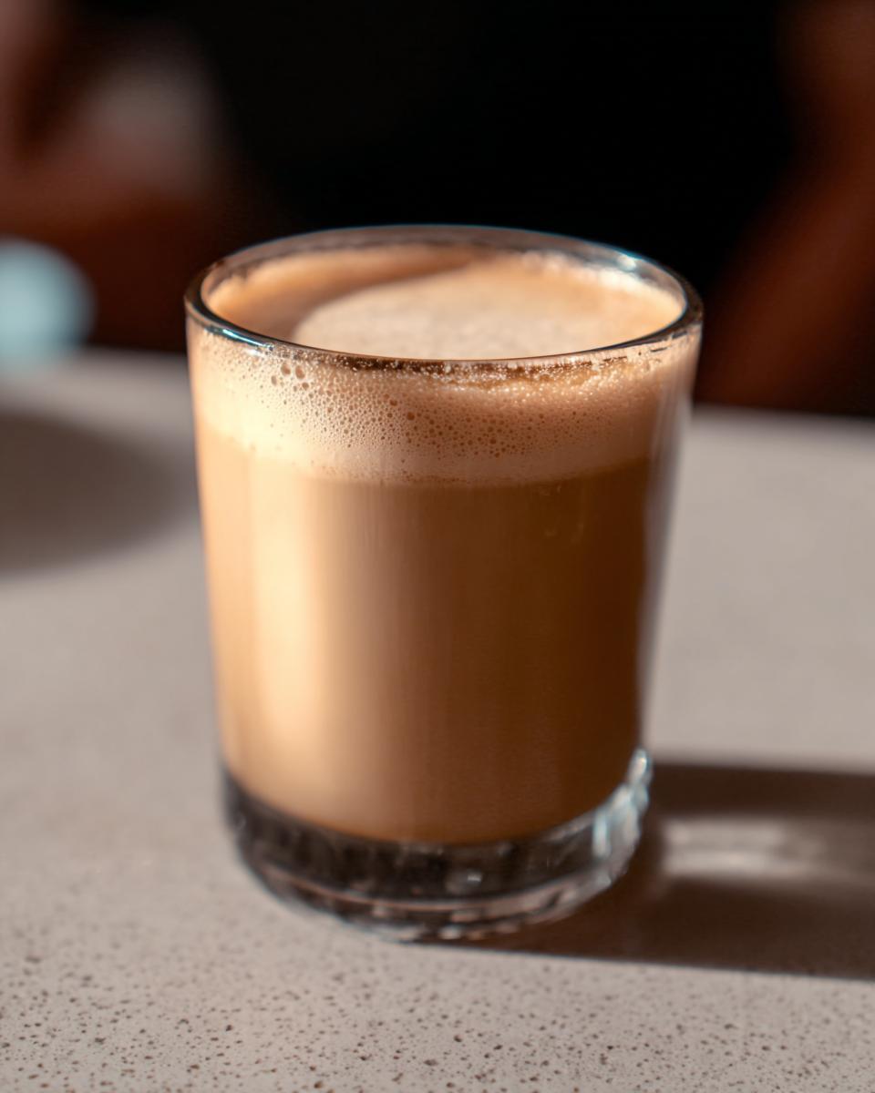 A refreshing Starbucks drink recipe idea, featuring a frothy, creamy beverage in a clear glass.