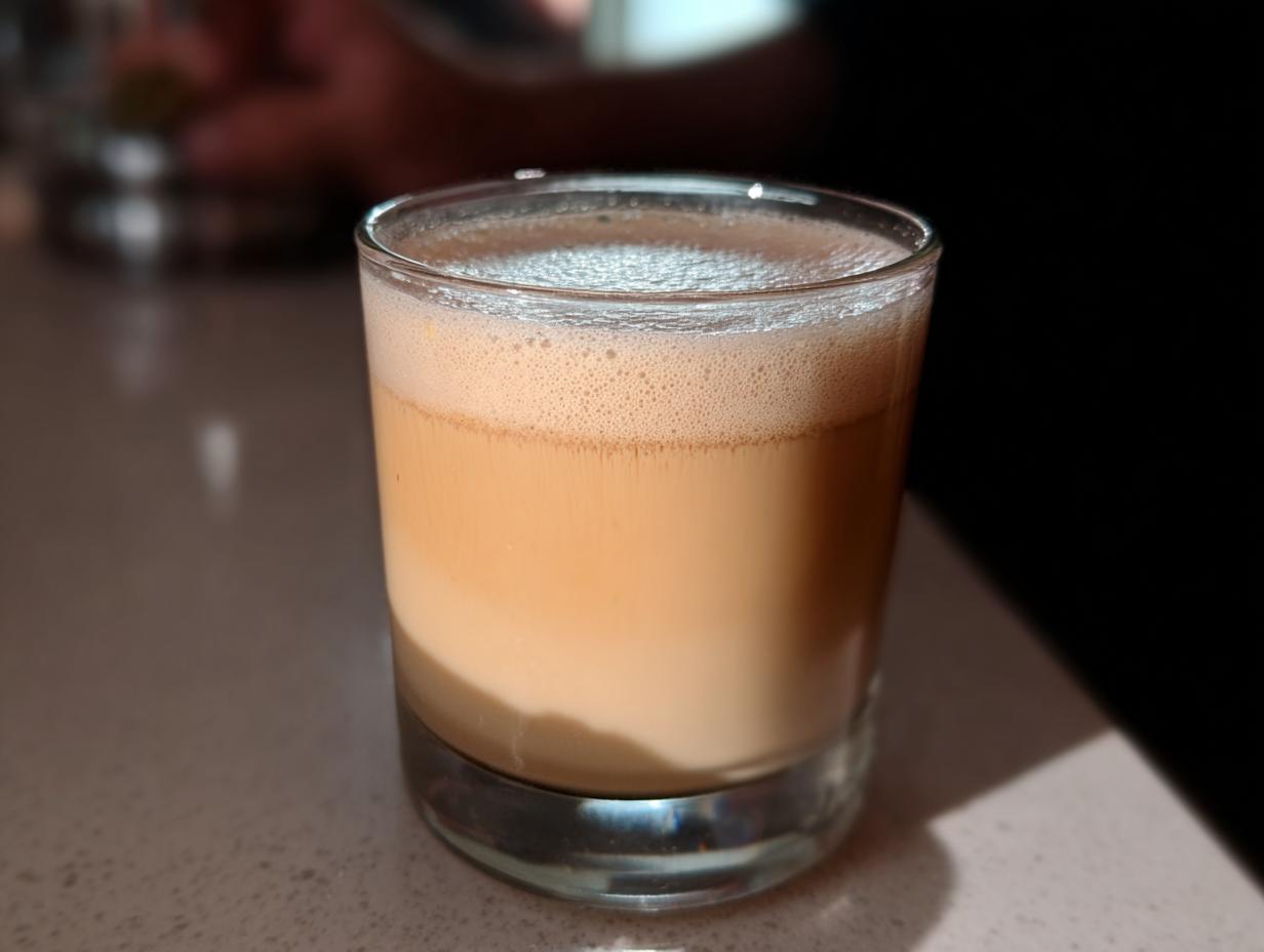 A refreshing Starbucks drink recipe idea for busy weeknights, served in a clear glass with a foamy top.