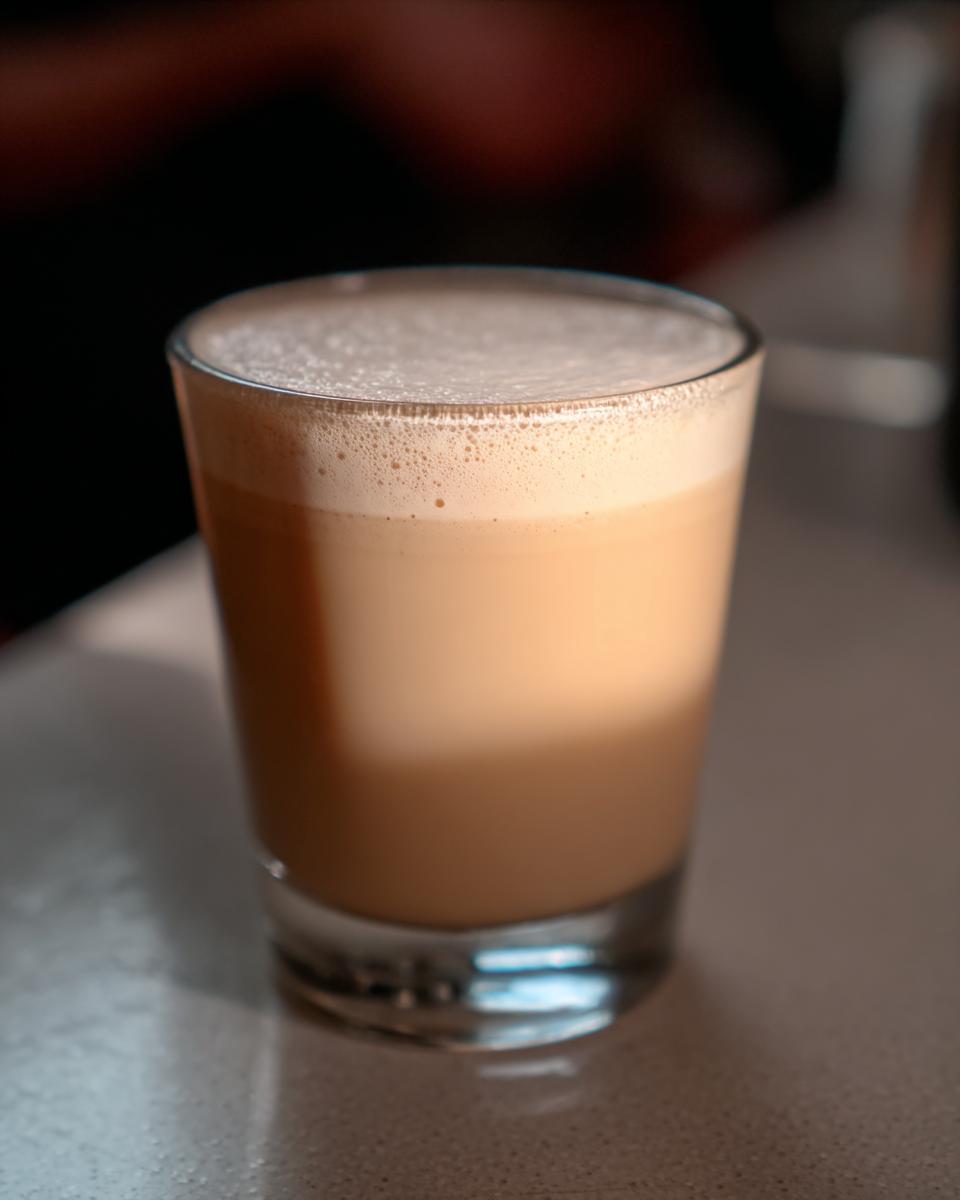 A foamy Starbucks drink in a glass, perfect for a quick recipe idea for busy weeknights.