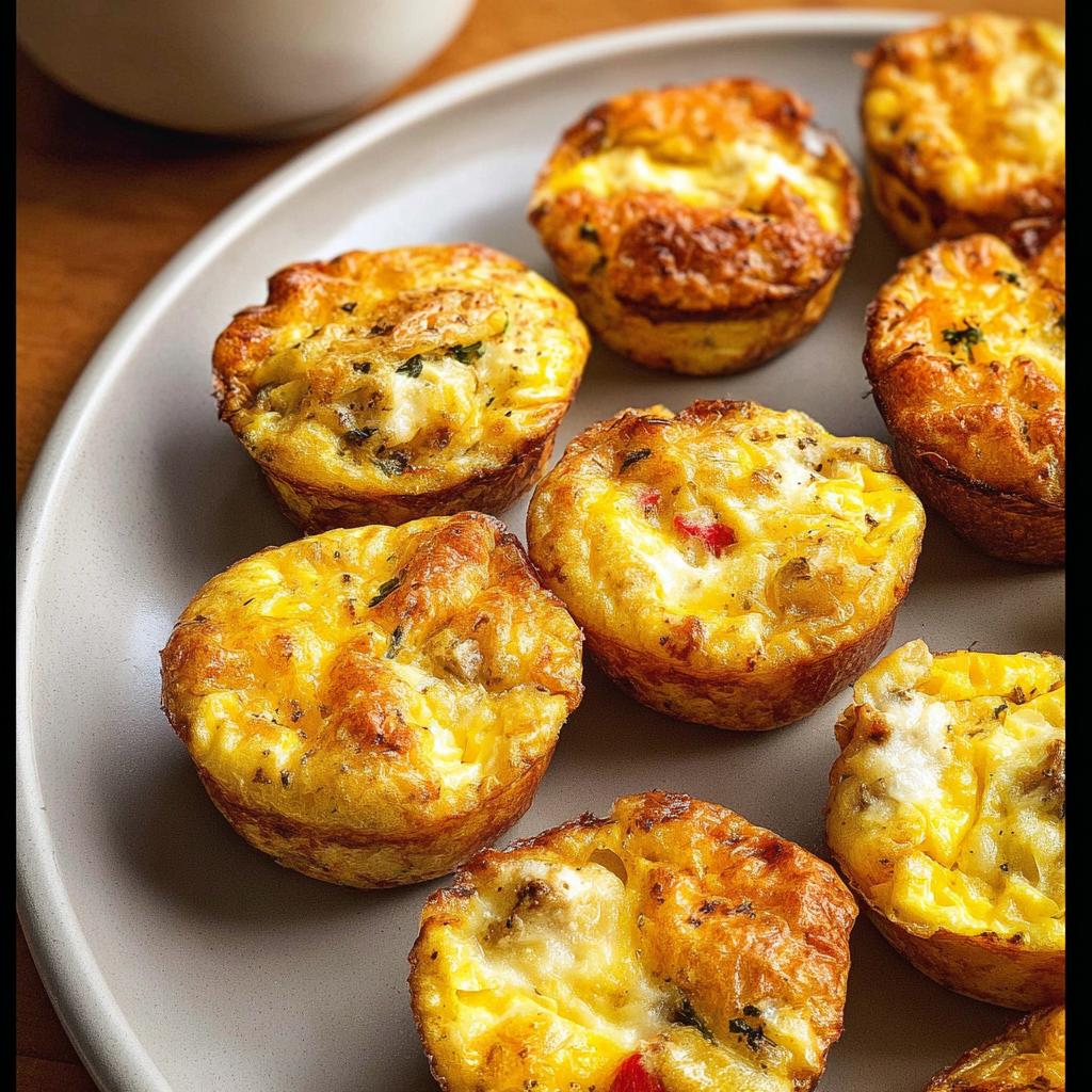 A plate full of golden-brown egg muffins, perfect for tasty egg recipes meal prep.