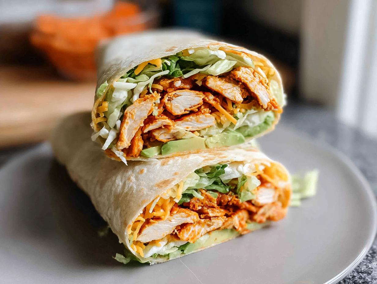 A delicious wrap filled with creamy spinach, eggs, chicken, avocado, and cheese.