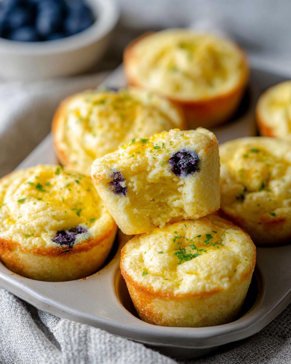 Close-up of Blueberry and Lemon Zest Cottage Cheese Bites, one is broken open showing blueberries inside.
