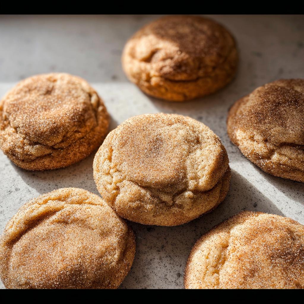 Close-up of freshly baked chewy churro cookies coated in cinnamon sugar.