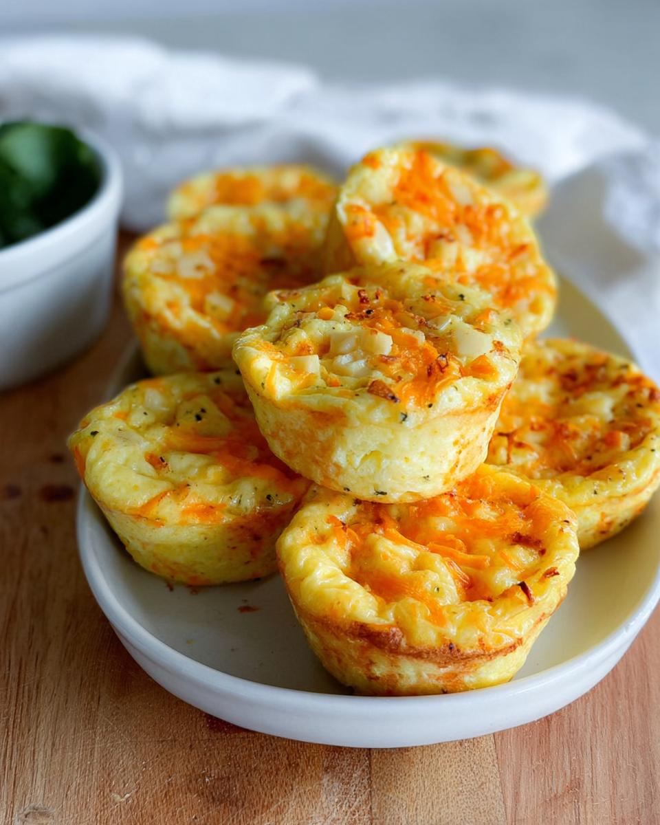 A stack of golden-brown Cinnamon Apple Cottage Cheese Bites topped with melted orange cheese.