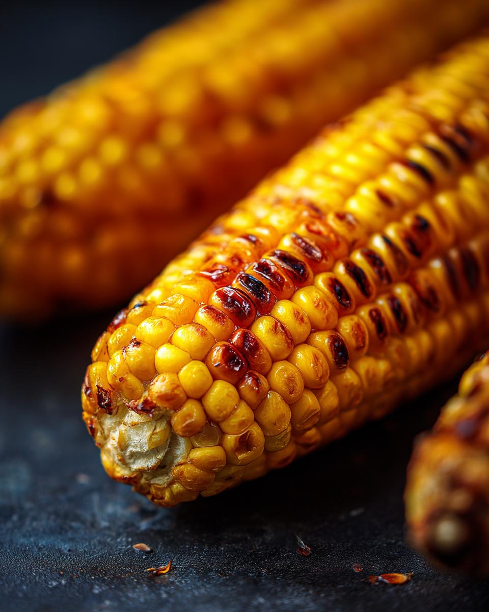 Close-up of perfectly grilled corn on the cob with char marks, showcasing its delicious texture. Part of Grilling Recipes That Make Corn on the Cob Taste Better.