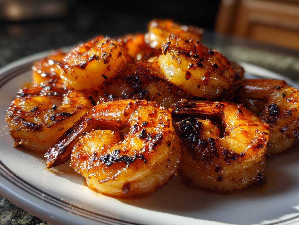 Close-up of perfectly grilled honey lime shrimp, glistening with glaze and char marks, ready for a fast cookout.