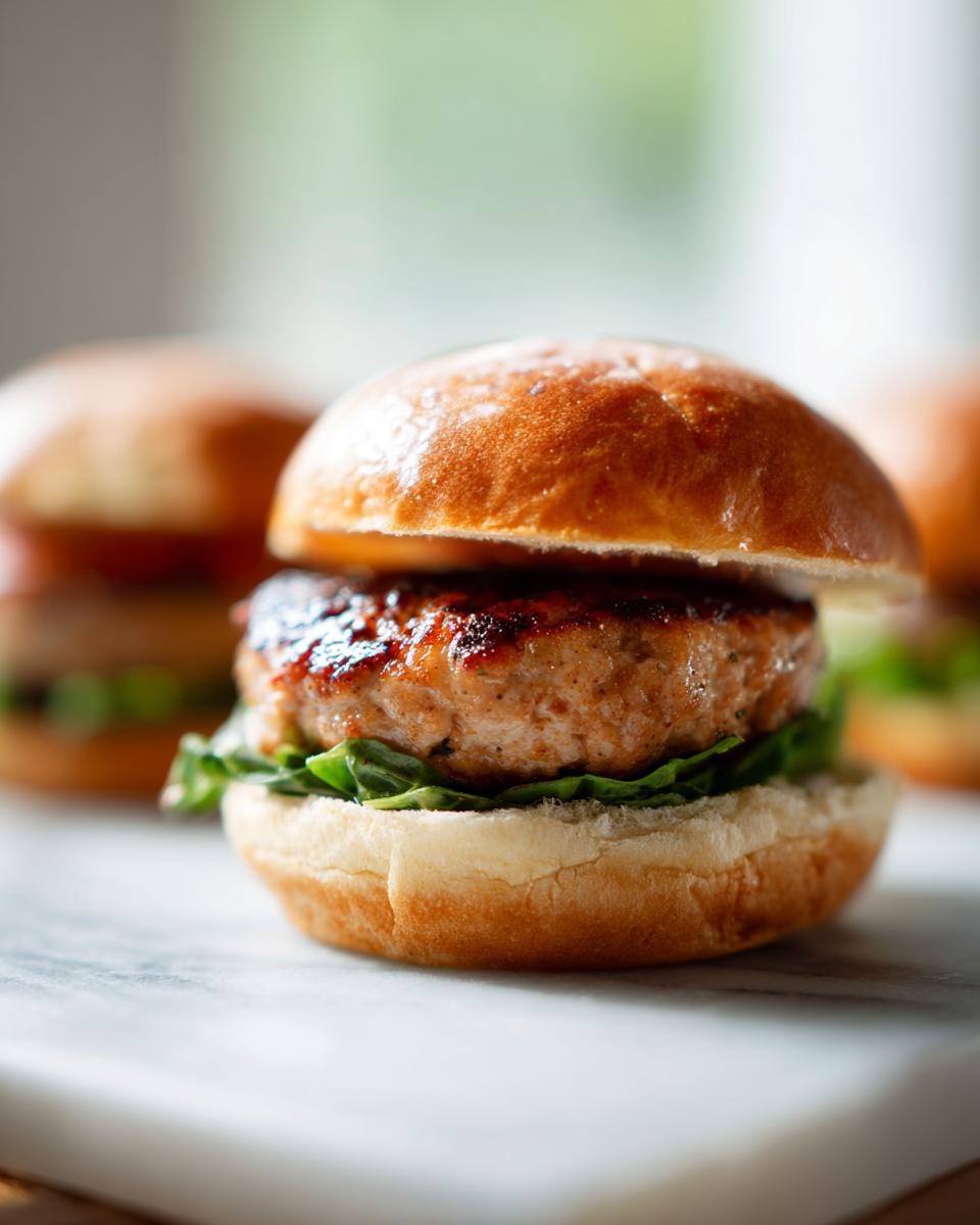Close-up of a juicy turkey burger slider with lettuce on a bun, part of grilling recipes that keep turkey burgers juicy and flavorful.