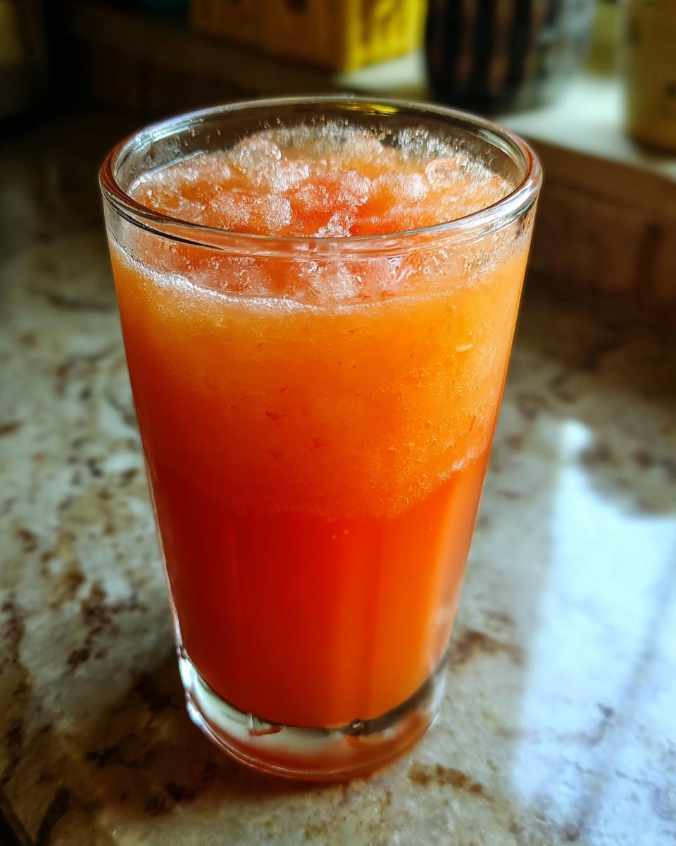 A refreshing glass of peach iced tea slush, perfect for hot afternoons.