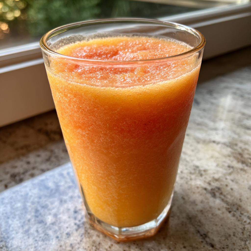 A refreshing glass of peach recipes with iced tea slush, perfect for a hot afternoon.